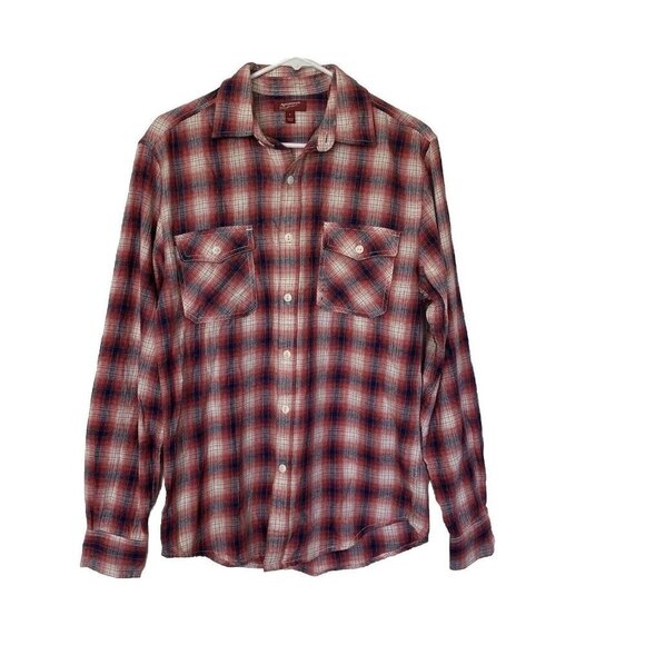 Arizona Men's Small Long Sleeve Shirt Flannel Plaid Red Blue White New - Picture 1 of 12